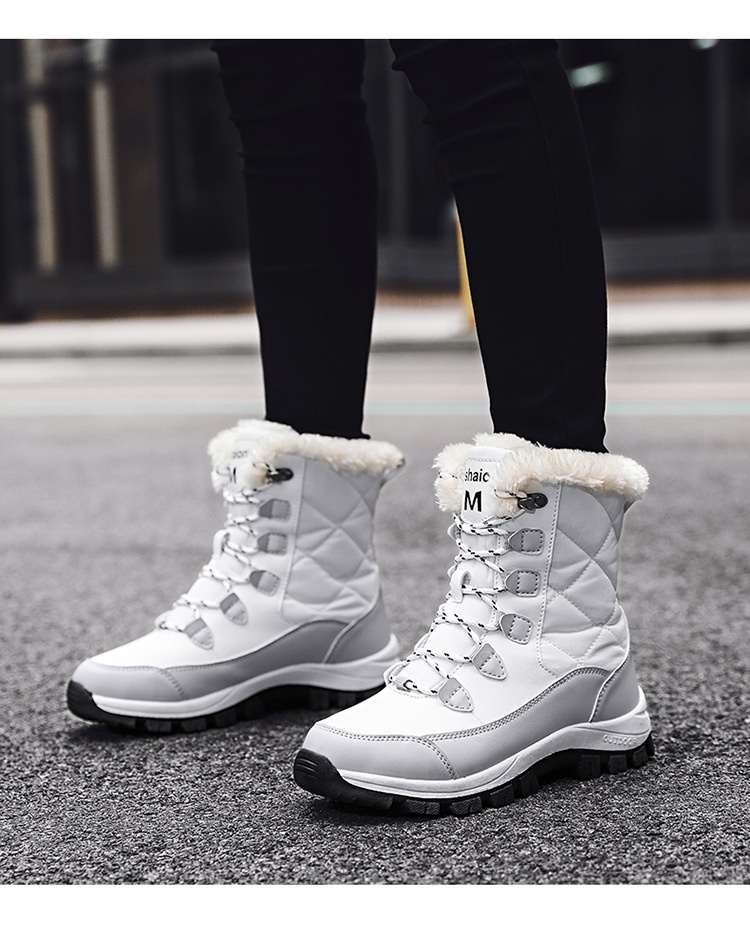Zees Zees 2024 New Cross-Border Winter Snow Boots For Women, Mid-Calf, Warm, Fleece-Lined, Thickened, Northeast Outdoor Ski Cotton_voghion.com