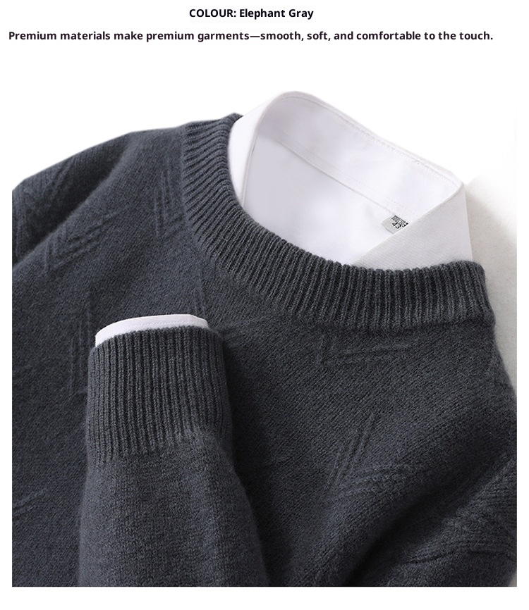 ragazzo ragazzo ragazzo autunno inverno nuovo 100% lana da uomo maglione girocollo caldo spesso camicia di base lavorata a maglia casual_voghion.com