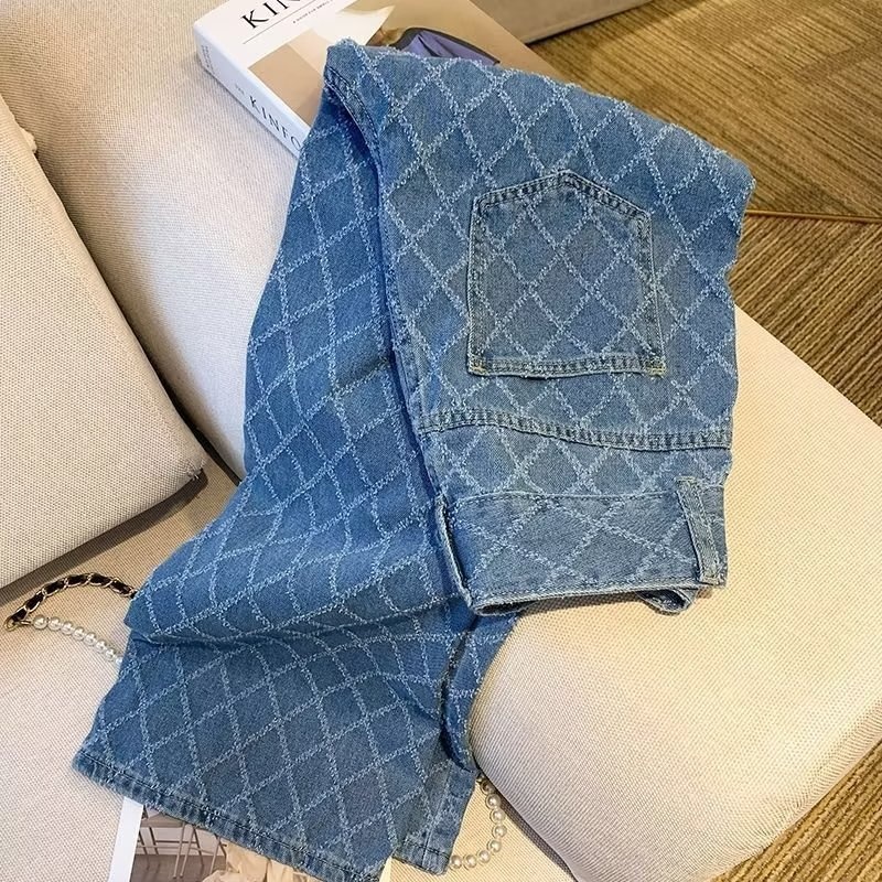 ChicShe Plus Size High Waist Jeans For Women, Trendy Brand 2024 New Japanese Style Plaid Long P, Youth Fashion Summer Thin_voghion.com