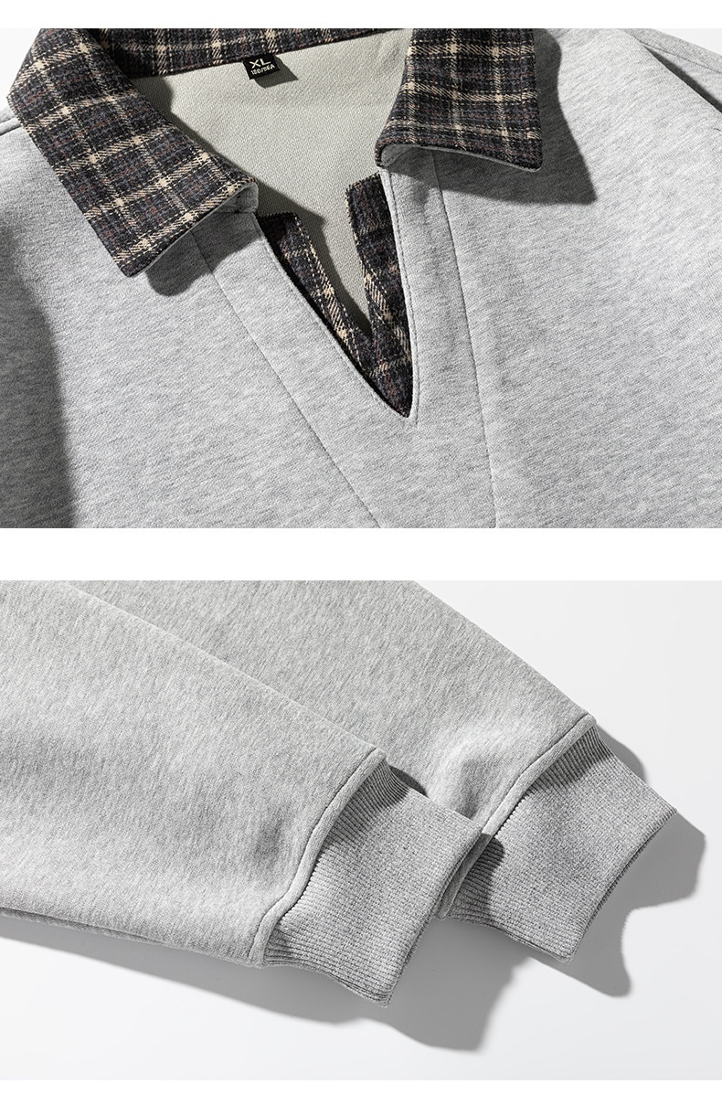 Chłopięca, wysokiej jakości amerykańska, retro, kratkowana, warstwowa bluza męska, dwuczęściowa, w jesiennym stylu college'owym, z kołnierzykiem_voghion.com