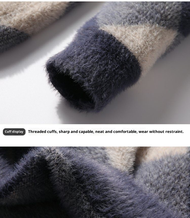 Maglione in lana di visone spesso per ragazzi, maglione invernale alla moda con collo alto per la scuola media e superiore_voghion.com