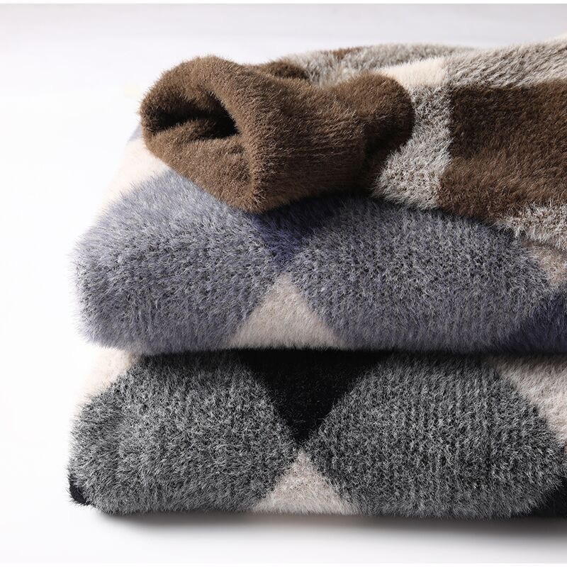 Maglione in lana di visone spesso per ragazzi, maglione invernale alla moda con collo alto per la scuola media e superiore_voghion.com