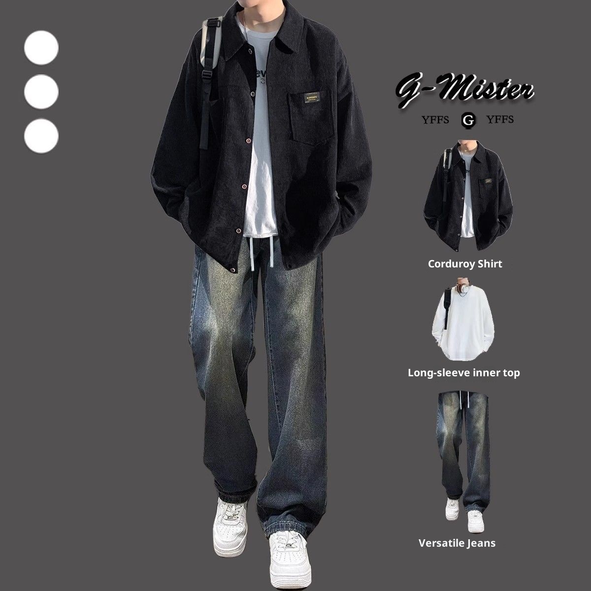 ragazzo Ragazzo Camicia in velluto a coste Primavera e Autunno Completo 2025 Nuovo Stile Bello Giacca da Giovane Uomo Set da Tre Pezzi_voghion.com