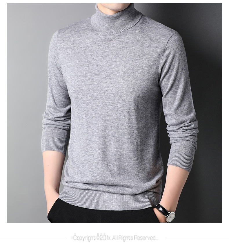 boy Boy Boy Fine Pullover High Neck Pure Wool Sweater For Men Casual Inner Layer Base Shirt Top_voghion.com