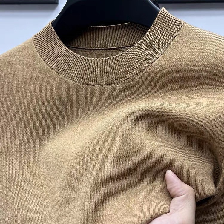 Maglione da uomo in pura lana, 100%, tinta unita, lavabile in lavatrice, girocollo, anti-pilling, con base in maglia_voghion.com