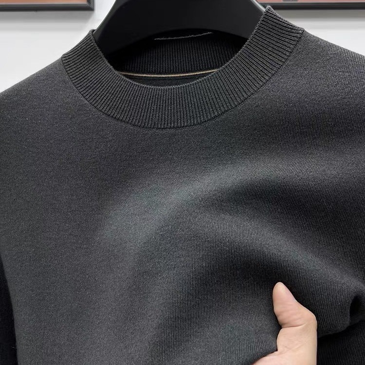 Maglione da uomo in pura lana, 100%, tinta unita, lavabile in lavatrice, girocollo, anti-pilling, con base in maglia_voghion.com