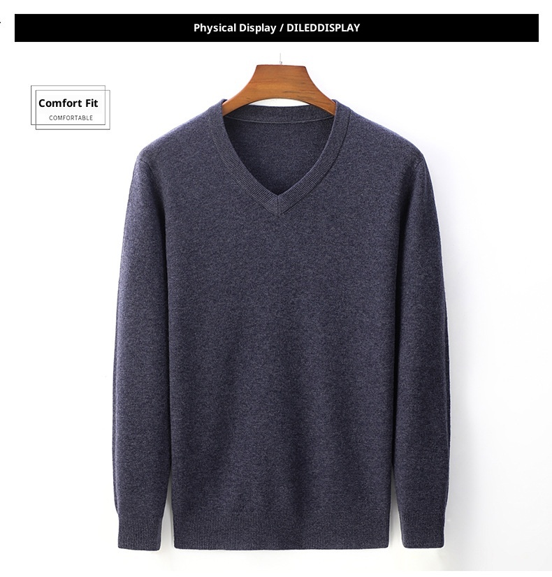 boy Boy Boy Autumn Winter Cashmere For Middle-aged Men V-neck Merino Superfine Wool Thickened Sweater_voghion.com