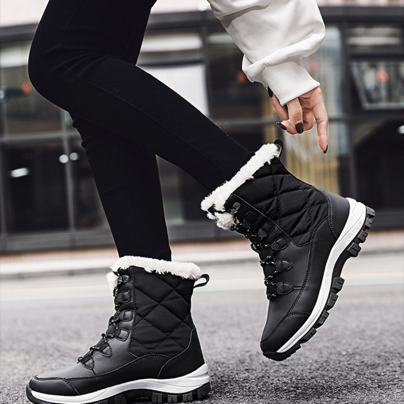 Zees Zees 2024 New Cross-Border Winter Snow Boots For Women, Mid-Calf, Warm, Fleece-Lined, Thickened, Northeast Outdoor Ski Cotton_voghion.com