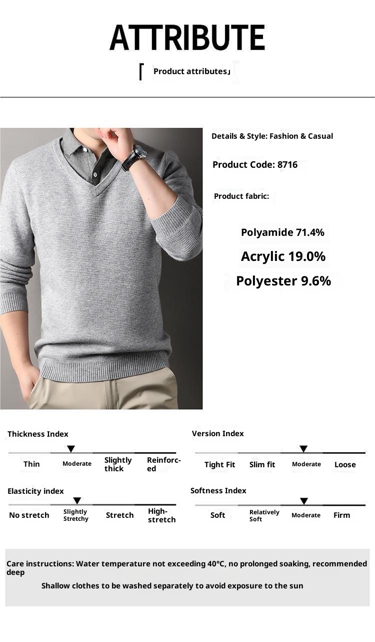 boy Boy Boy Fleece-Lined Men's Two-Piece Shirt Collar 2025 Autumn Winter New Thickened Knitted Sweater For Men_voghion.com