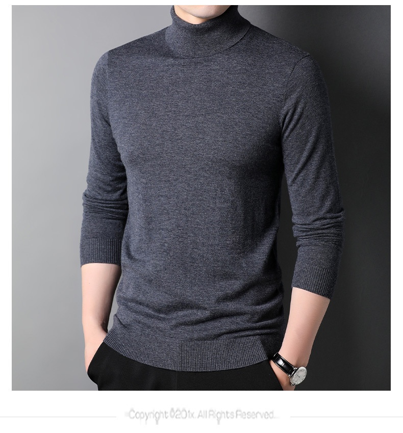 boy Boy Boy Fine Pullover High Neck Pure Wool Sweater For Men Casual Inner Layer Base Shirt Top_voghion.com