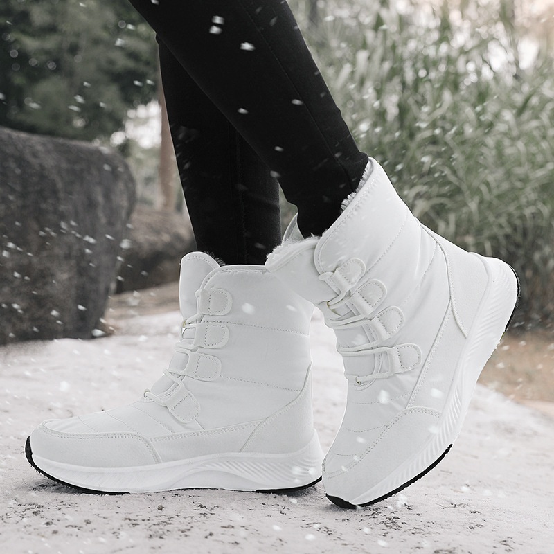 Zees 2023 Northeast Snow Botas de Esqui Femininas para Inverno, Cano Médio, Forradas com Lã e Acolchoadas, Tamanho Grande, Sola Grossa_voghion.com