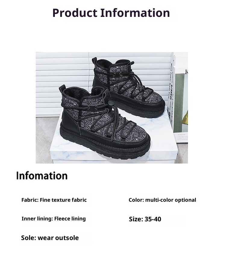 Zees Zees Harbin Outdoor Mid-Calf Snow Boots For Women Winter Warm Fleece Lined Thickened Waterproof Non-Slip Northeast Large Size_voghion.com