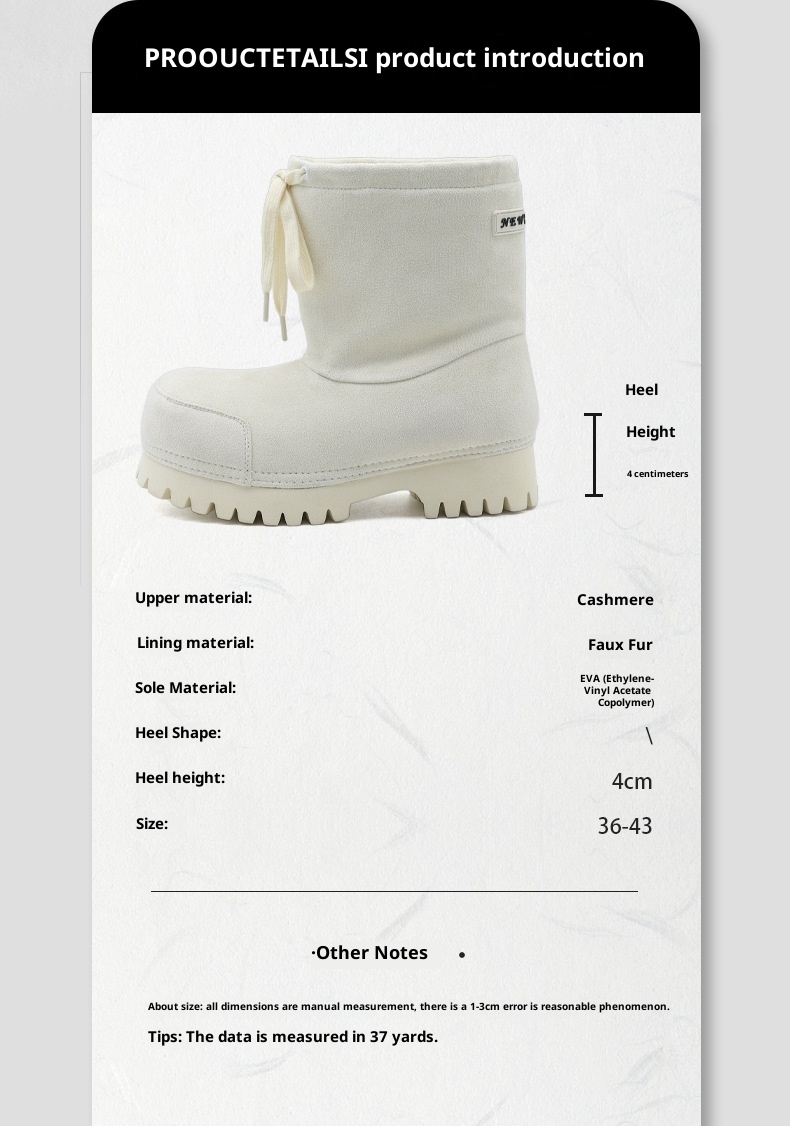 Zees Zees 2025 Winter New Thick-Soled Fashionable Drawstring Big-Toe Snow Boots For Women, Non-Slip Ugly-Cute Ski Thickened Warm_voghion.com