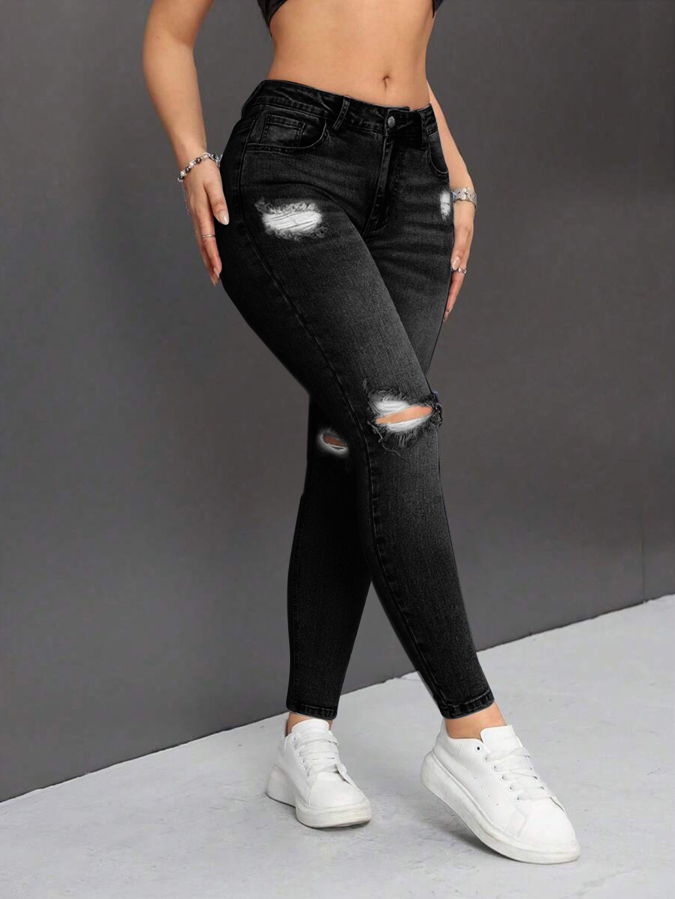 ChicShe Cross-border Stretch Ripped Pants Slim Fit Versatile Elegant Tight Hip-lifting Slimming Women's Jeans_voghion.com