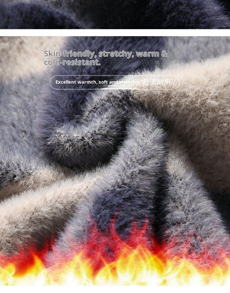 Maglione in lana di visone spesso per ragazzi, maglione invernale alla moda con collo alto per la scuola media e superiore_voghion.com