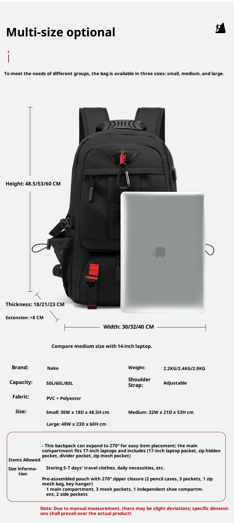 Sac à dos de randonnée ActiveGo, grande capacité, avec port USB, pour femmes et hommes, idéal pour les voyages d'affaires et de loisirs. Respirant._voghion.com