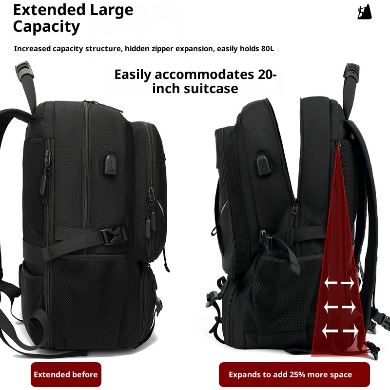 Sac à dos de randonnée ActiveGo, grande capacité, avec port USB, pour femmes et hommes, idéal pour les voyages d'affaires et de loisirs. Respirant._voghion.com