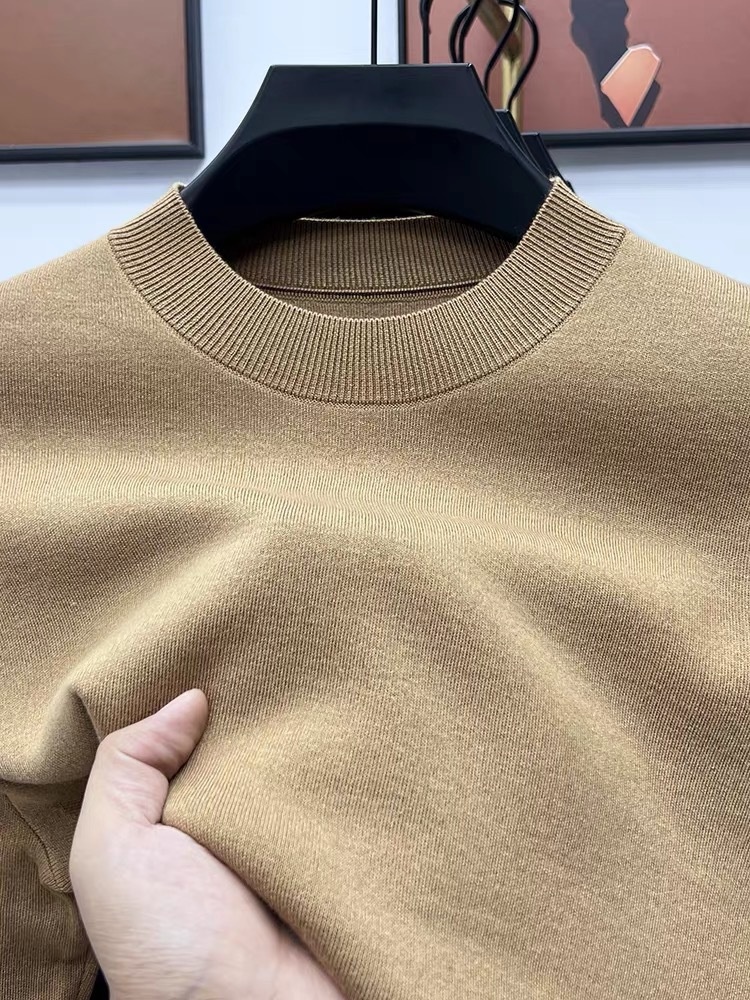 Maglione da uomo in pura lana, 100%, tinta unita, lavabile in lavatrice, girocollo, anti-pilling, con base in maglia_voghion.com