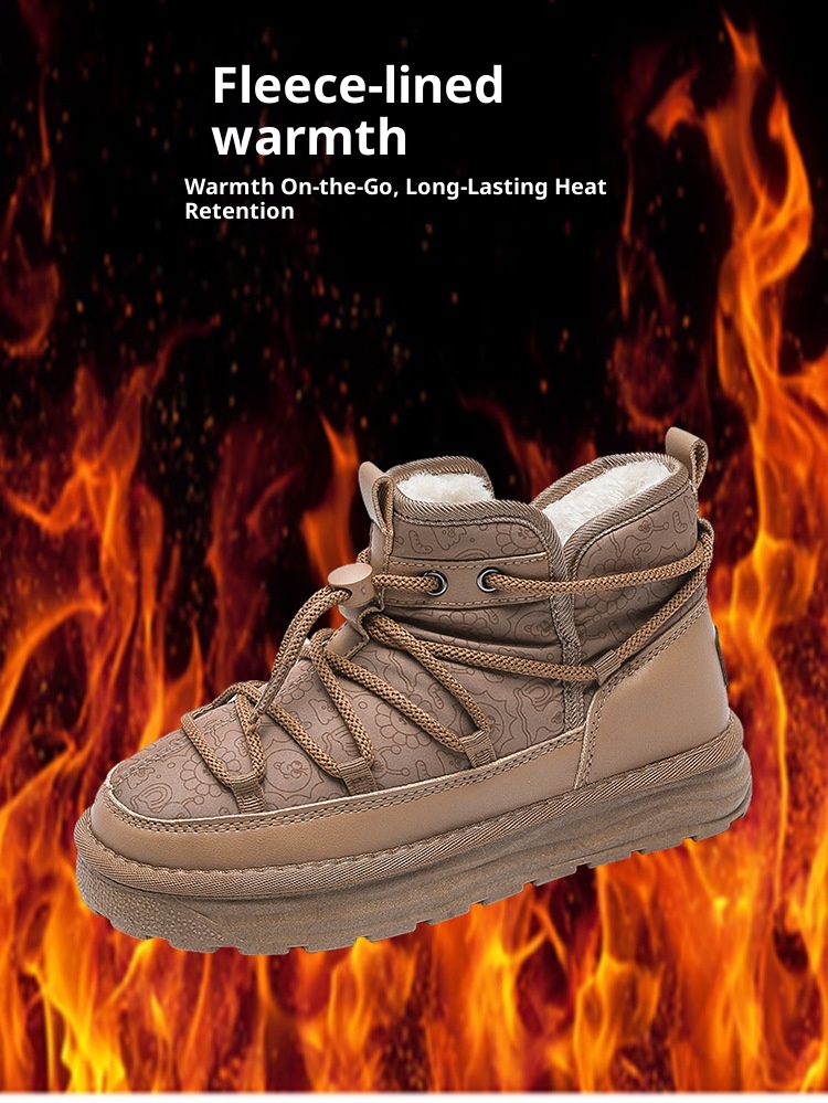 Zees Zees Harbin Outdoor Mid-Calf Snow Boots For Women Winter Warm Fleece Lined Thickened Waterproof Non-Slip Northeast Large Size_voghion.com