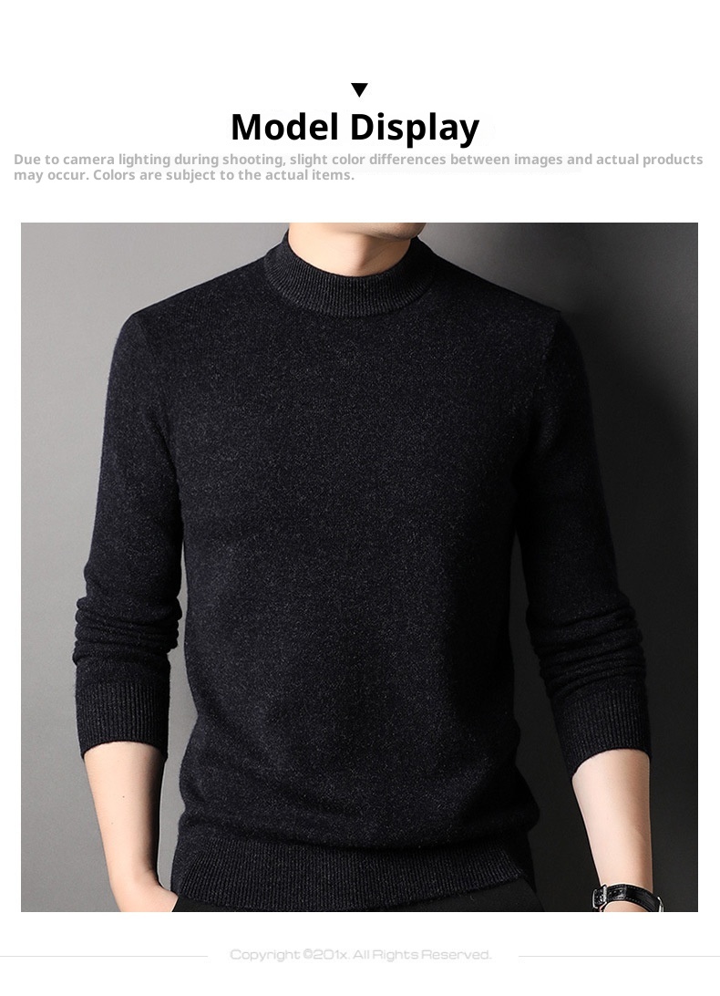 boy Boy Boy 450g Thickened 100% Pure Wool For Men 2024 Autumn Winter New Mature Half Turtleneck Sweater Men's Live Streaming Style_voghion.com