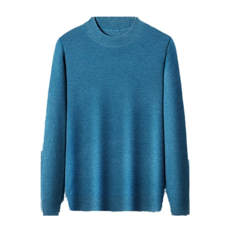 ragazzo Ragazzo Ragazzo Maglia fine a maniche lunghe in lana da uomo, ispessita e calda per autunno e inverno, mezza dolcevita, camicia di base in tinta unita, interno_voghion.com