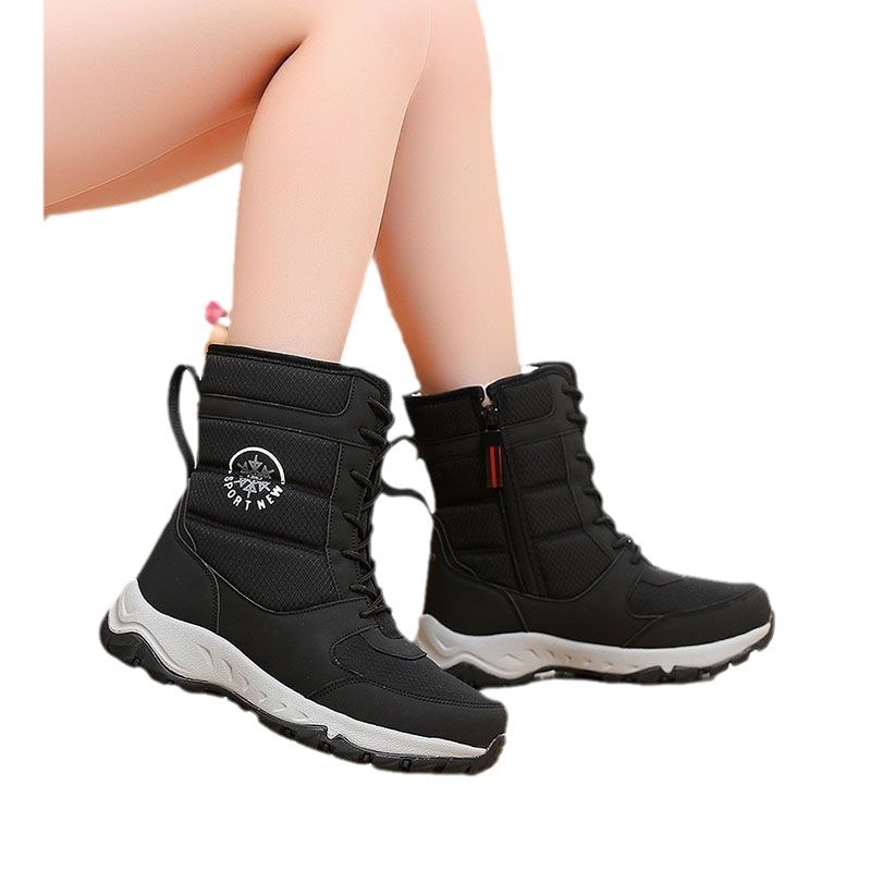 Zees Winter Outdoor Snowboots Dames, Halfhoog, Antislip, Waterdicht, Warme Skischoenen, Grote Maat Katoen Voor Noordoost, Reizen_voghion.com