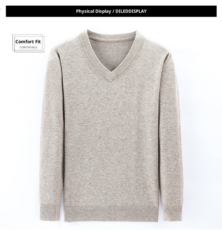 boy Boy Boy Factory Store Men Winter Thickened Wool V-Neck Knitted Sweater Loose Fit For Middle-Aged Dad Men's Base Layer_voghion.com