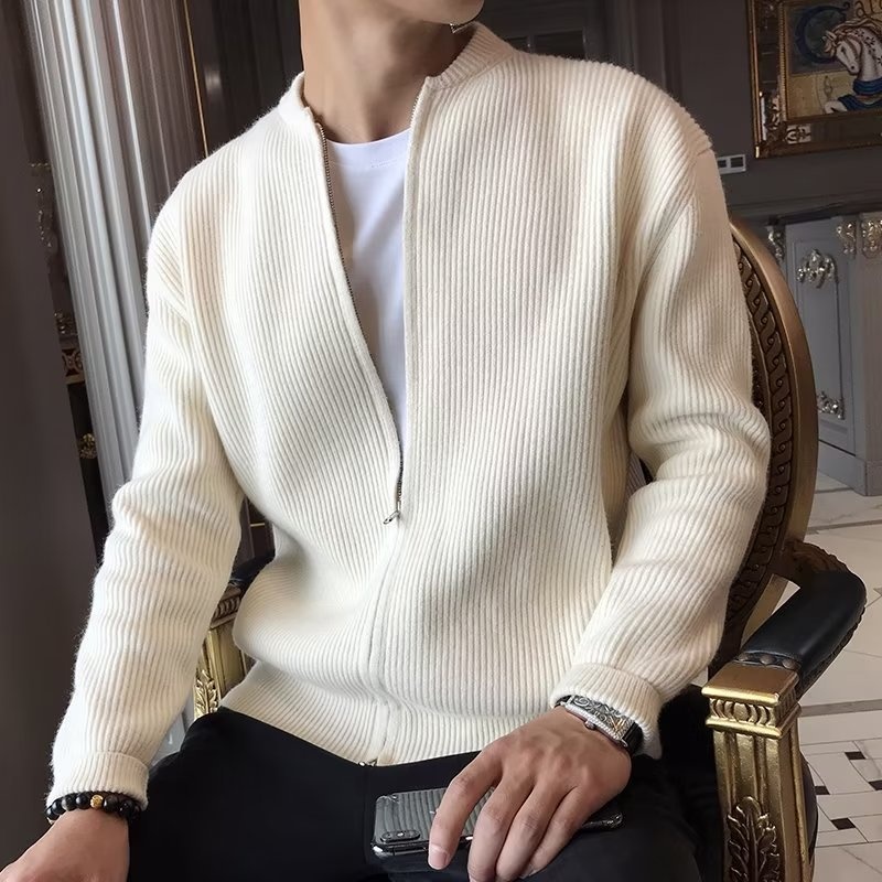 boy Boy Boy Autumn Winter 2023 New Sweater Jacket Solid Color Knitted Cardigan Men's Casual Versatile Slim Fit Top_voghion.com