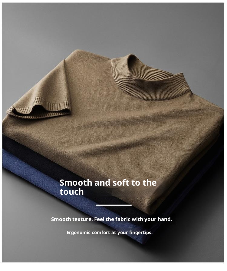 boy Boy Boy Turtleneck Men Half Sweater Solid Color Plus Size Fat Man Autumn Thin T-Shirt Short Sleeve Knitted Shirt_voghion.com