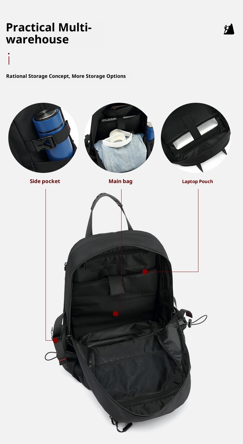 Sac à dos de randonnée ActiveGo, grande capacité, avec port USB, pour femmes et hommes, idéal pour les voyages d'affaires et de loisirs. Respirant._voghion.com