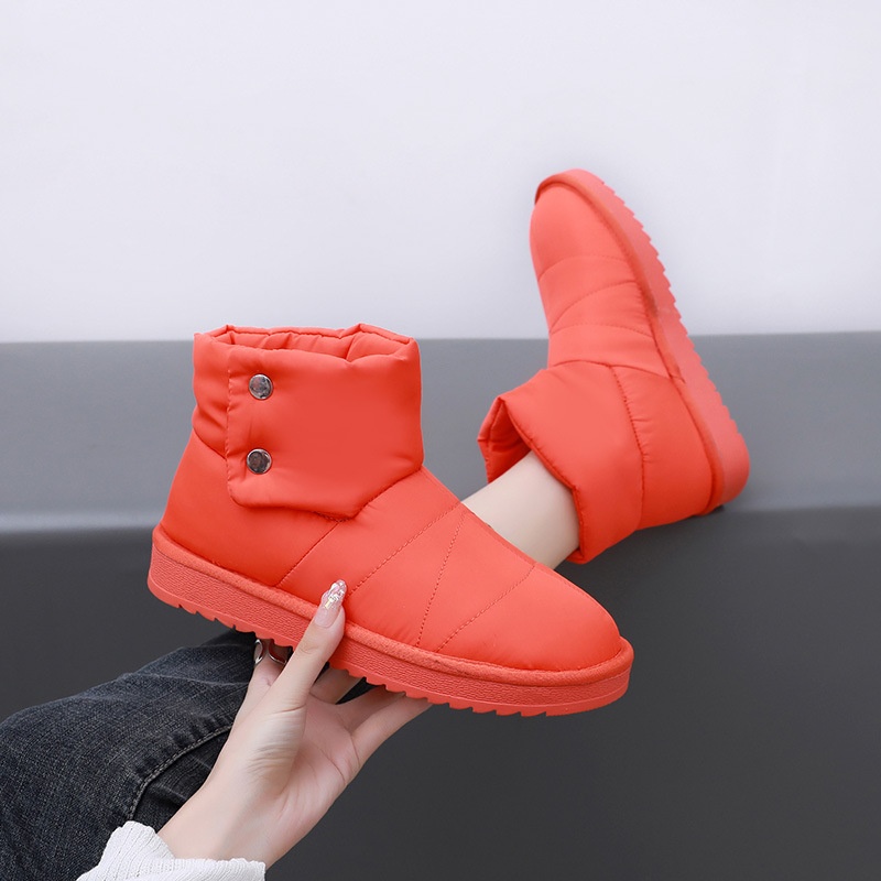 Zees Winter New Fleece-Lined Waterproof Non-Slip Thick-Soled Solid Color Snow Thickened Flat Women's Boots Short Fashion_voghion.com