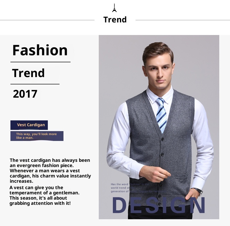 boy Boy Boy Knitted Korean Style Youth Fashion Sleeveless Men's Cardigan Vest Outerwear Casual Trendy Sweater For Men_voghion.com