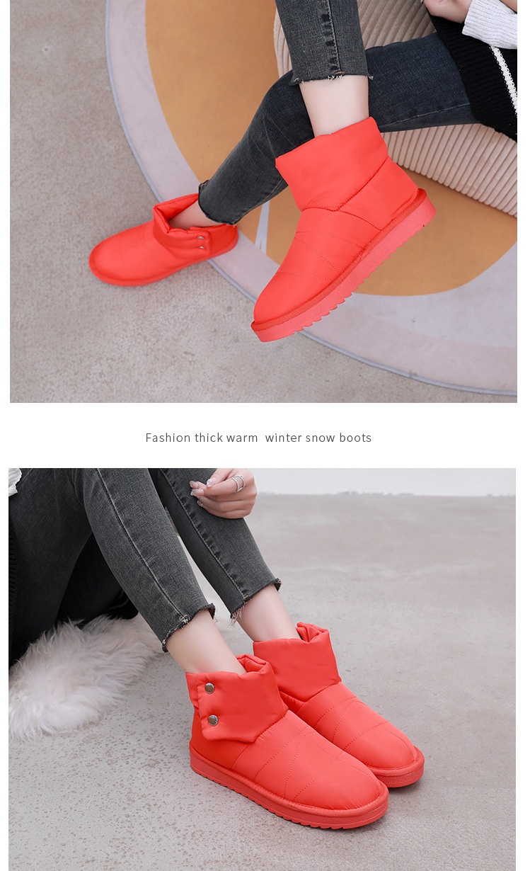 Zees Winter New Fleece-Lined Waterproof Non-Slip Thick-Soled Solid Color Snow Thickened Flat Women's Boots Short Fashion_voghion.com