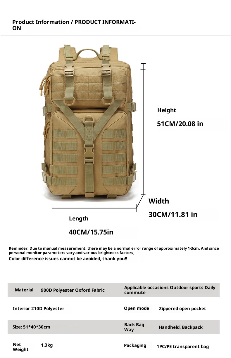 ActiveGo Camouflage Sports Outdoor Hiking Mountaineering Bag Camping Multifunctional Tactical Backpack Large Capacity_voghion.com