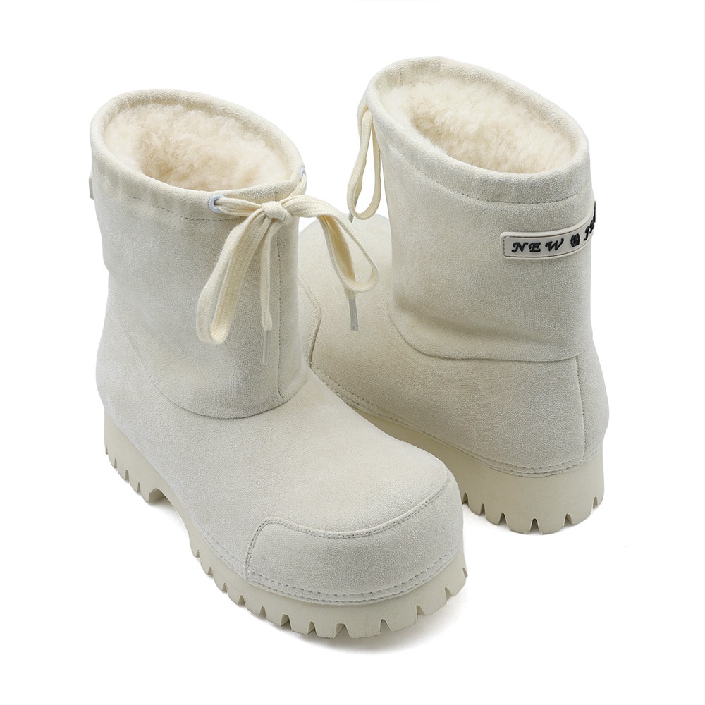 Zees Zees 2025 Winter New Thick-Soled Fashionable Drawstring Big-Toe Snow Boots For Women, Non-Slip Ugly-Cute Ski Thickened Warm_voghion.com