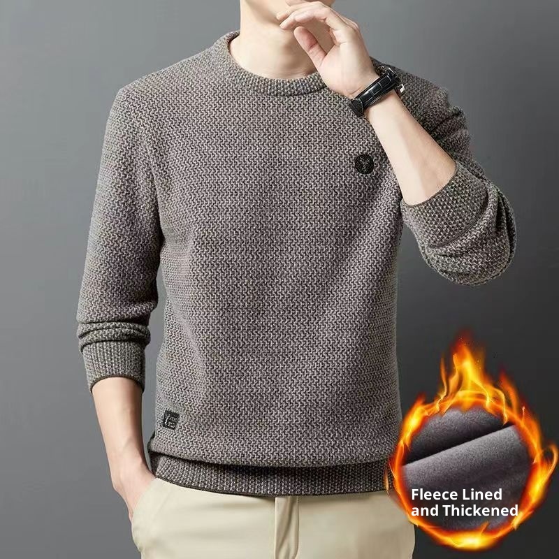 ragazzo Ragazzo Ragazzo Live Maglione lavorato a maglia invernale foderato in pile, collo rotondo, strato di base ispessito, abbigliamento da uomo Dropshipping_voghion.com