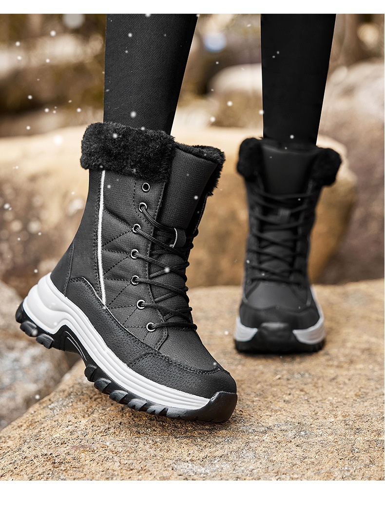 Zees Women's Boots With Fleece Lining, Thickened, Subzero Cold Resistant, Thick Sole, Waterproof, Non-Slip, Northeastern_voghion.com