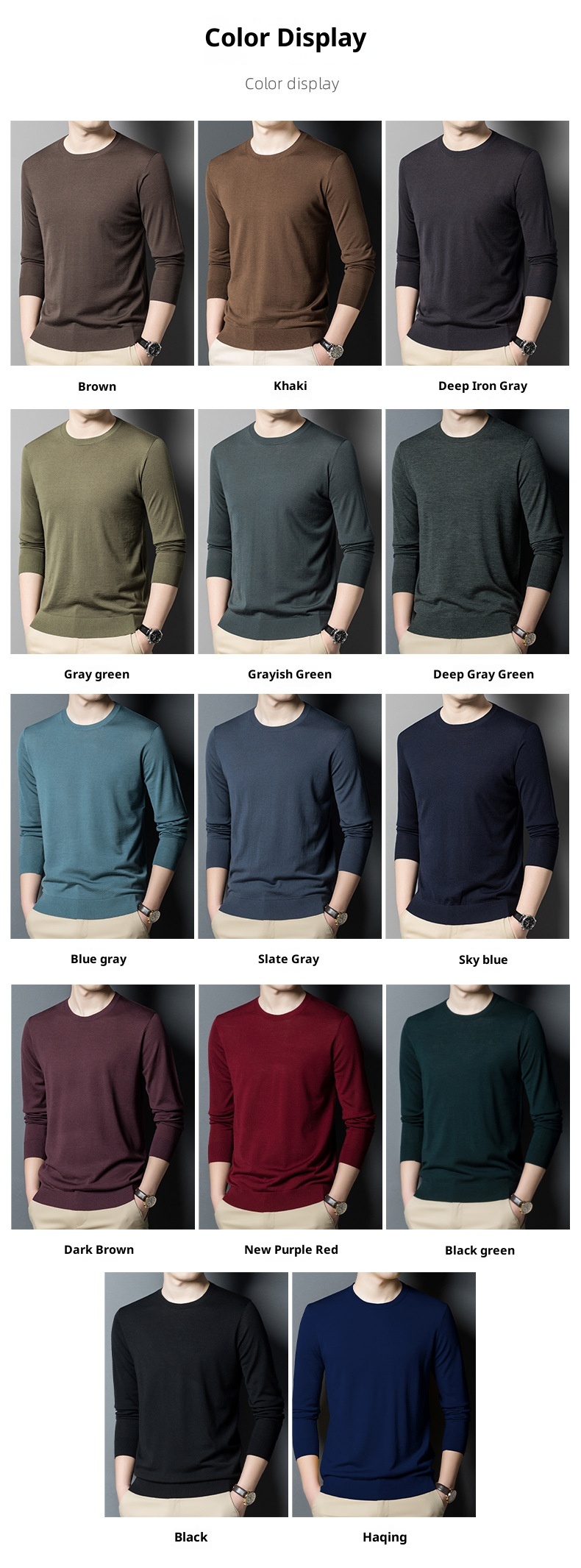 Maglione in lana fine anni '60, lavabile in lavatrice, da uomo, girocollo stretto, manica lunga, lavorato a maglia, primavera autunno, sottile_voghion.com