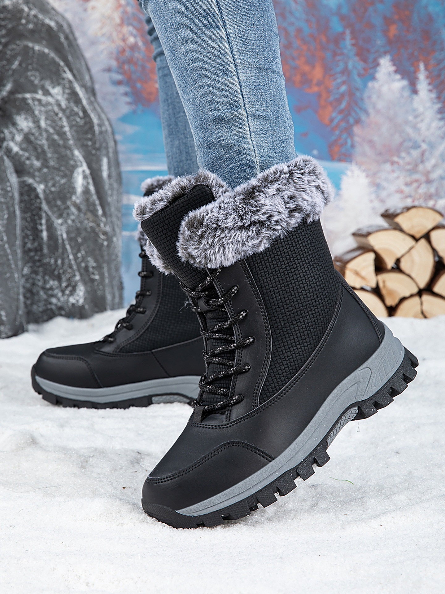Zees Zees Northeast Snow voor mannen en vrouwen 2025 Winter Fleece-gevoerde, verdikte, warme katoenen schoenen, antislip, waterdicht, outdoor skischoenen_voghion.com