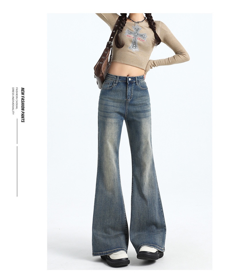 ChicShe Non-Tight Flared Jeans For Women, Autumn New High-Waist Design, Retro Loose Wide-Leg Floor-Length Bell-Bottom Pants_voghion.com