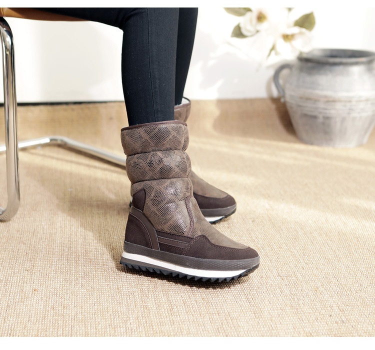 Zees Winter New Wool Thickened Snowproof Anti-Slip Warm Ski Lightweight Mid-Calf Cotton Shoes Women Snow Boots_voghion.com