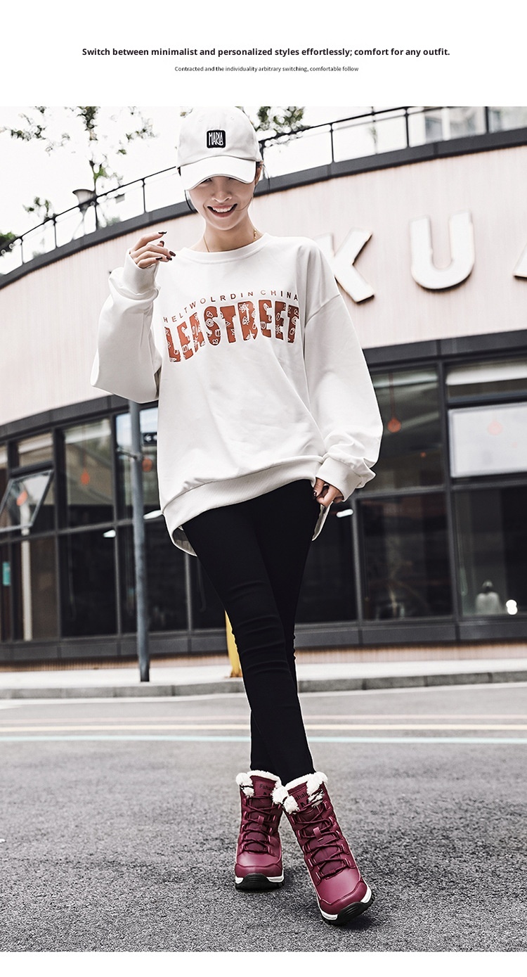 Zees Zees 2024 New Cross-Border Winter Snow Boots For Women, Mid-Calf, Warm, Fleece-Lined, Thickened, Northeast Outdoor Ski Cotton_voghion.com