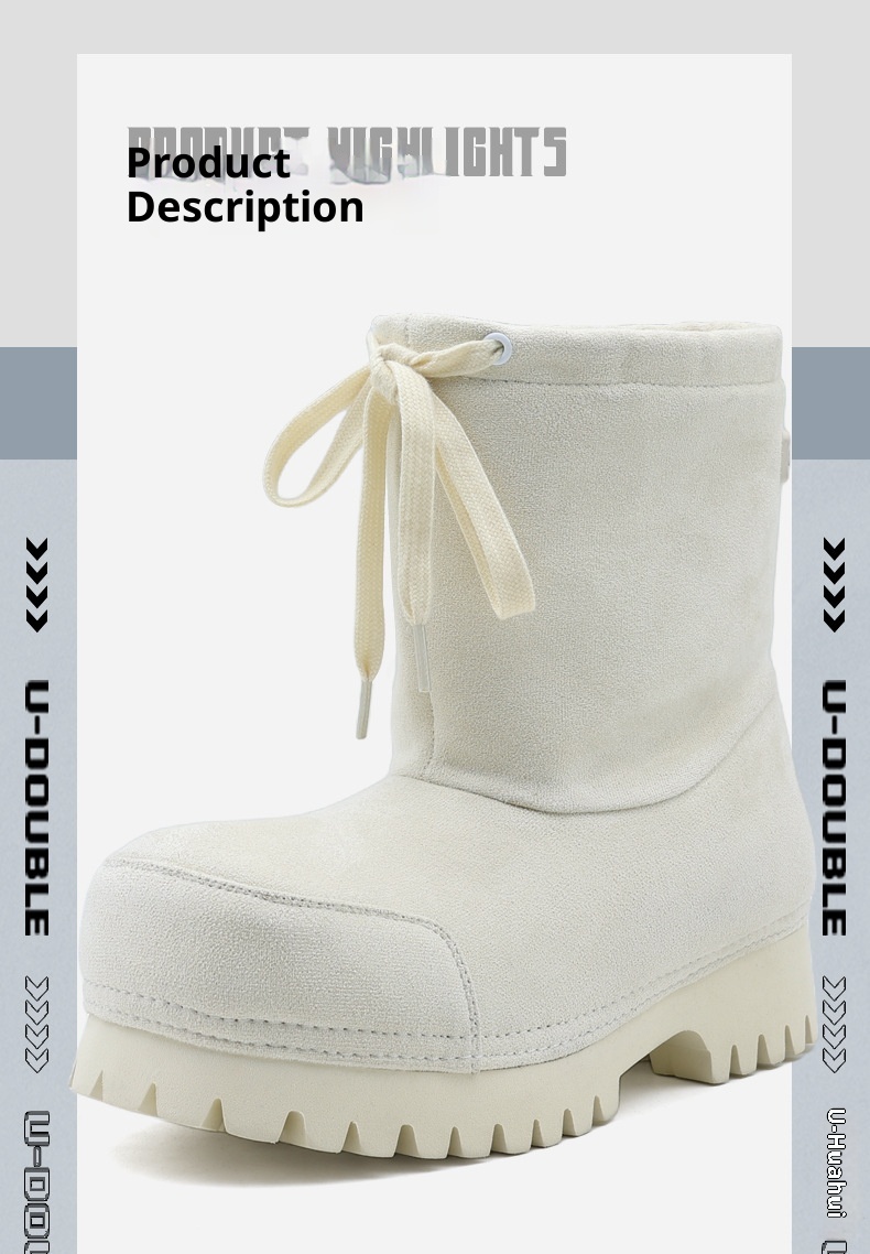 Zees Zees 2025 Winter New Thick-Soled Fashionable Drawstring Big-Toe Snow Boots For Women, Non-Slip Ugly-Cute Ski Thickened Warm_voghion.com