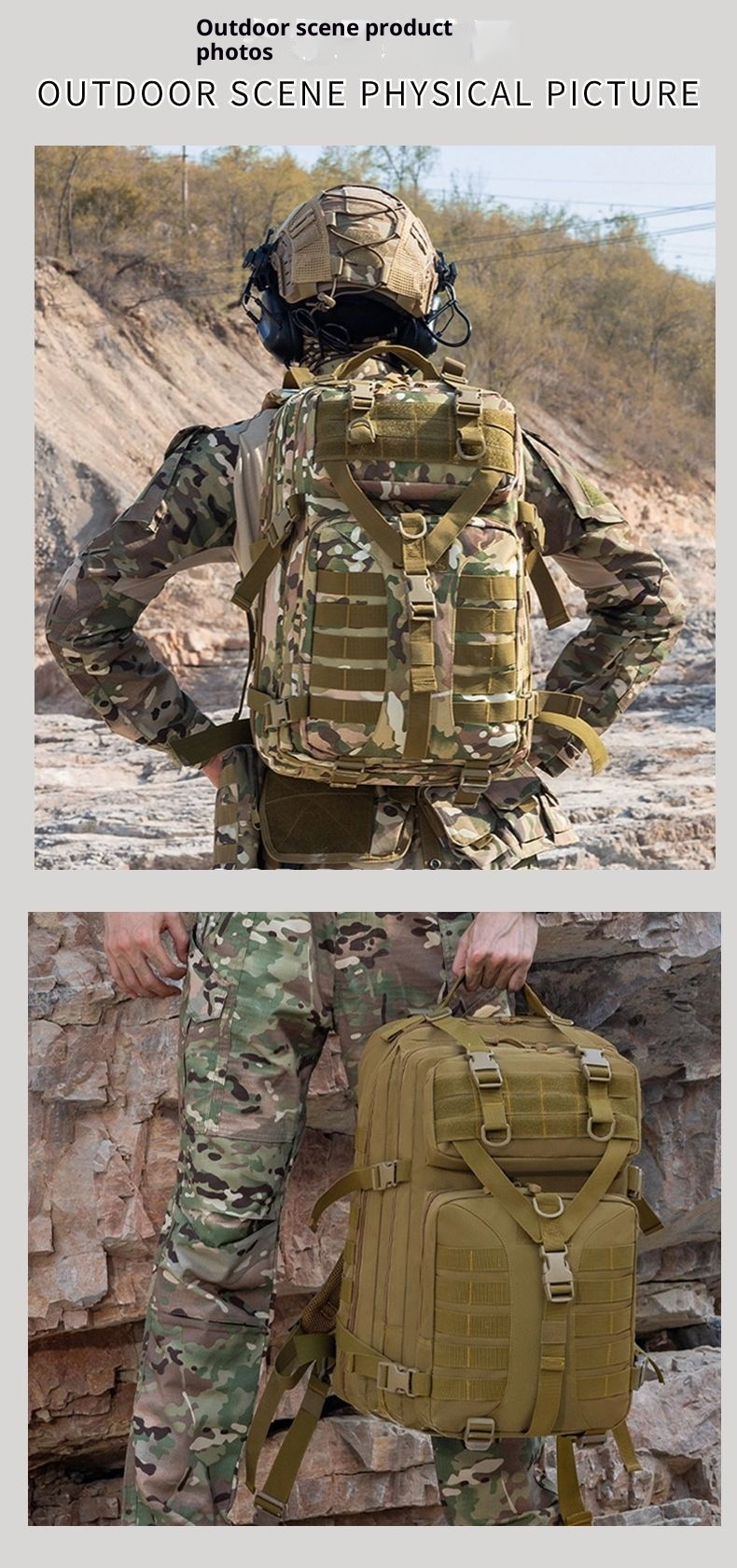 ActiveGo Camouflage Sports Outdoor Hiking Mountaineering Bag Camping Multifunctional Tactical Backpack Large Capacity_voghion.com