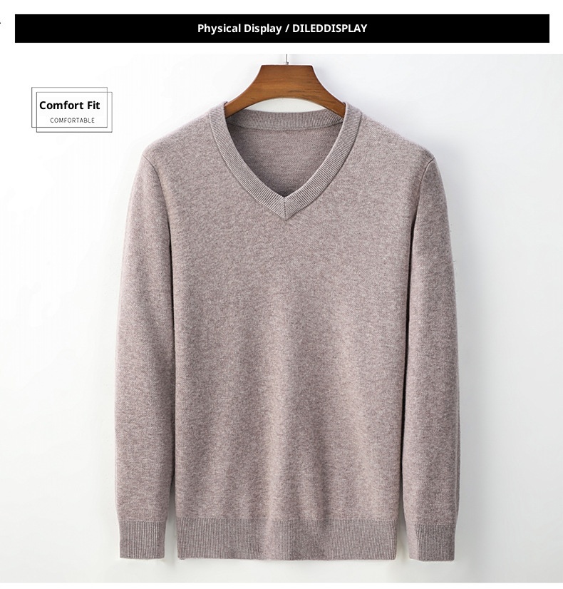 boy Boy Boy Autumn Winter Cashmere For Middle-aged Men V-neck Merino Superfine Wool Thickened Sweater_voghion.com