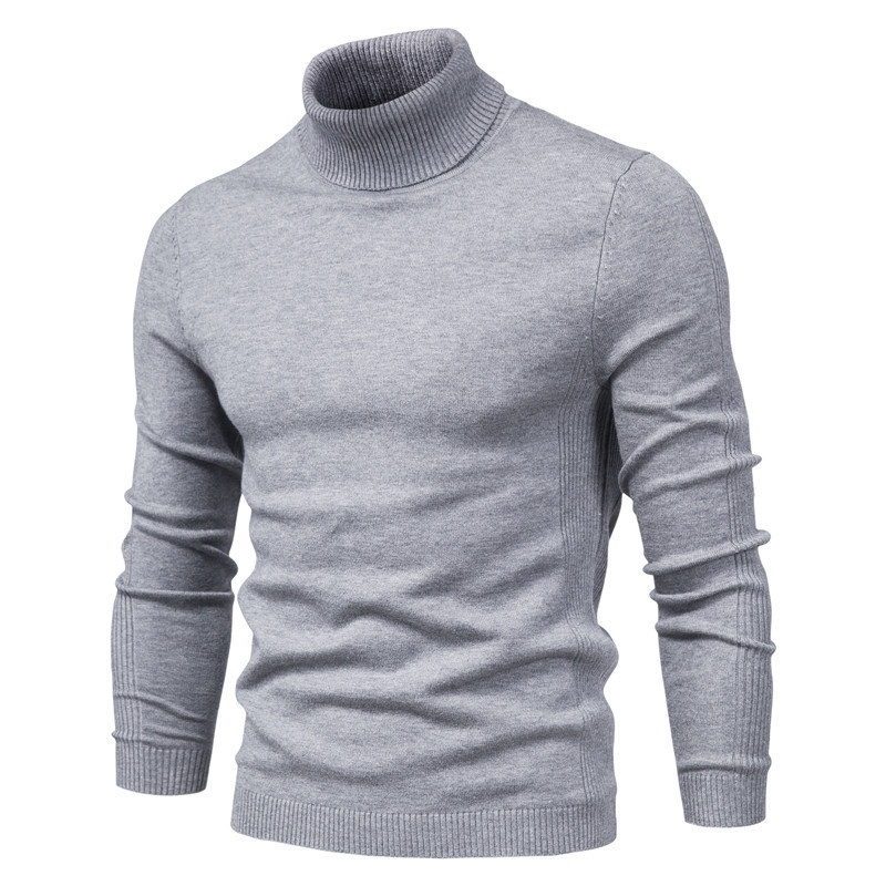 Herrenhemd im europäischen und amerikanischen Stil für Herbst und Winter, Slim Fit, Rollkragenpullover, Strickpullover_voghion.com