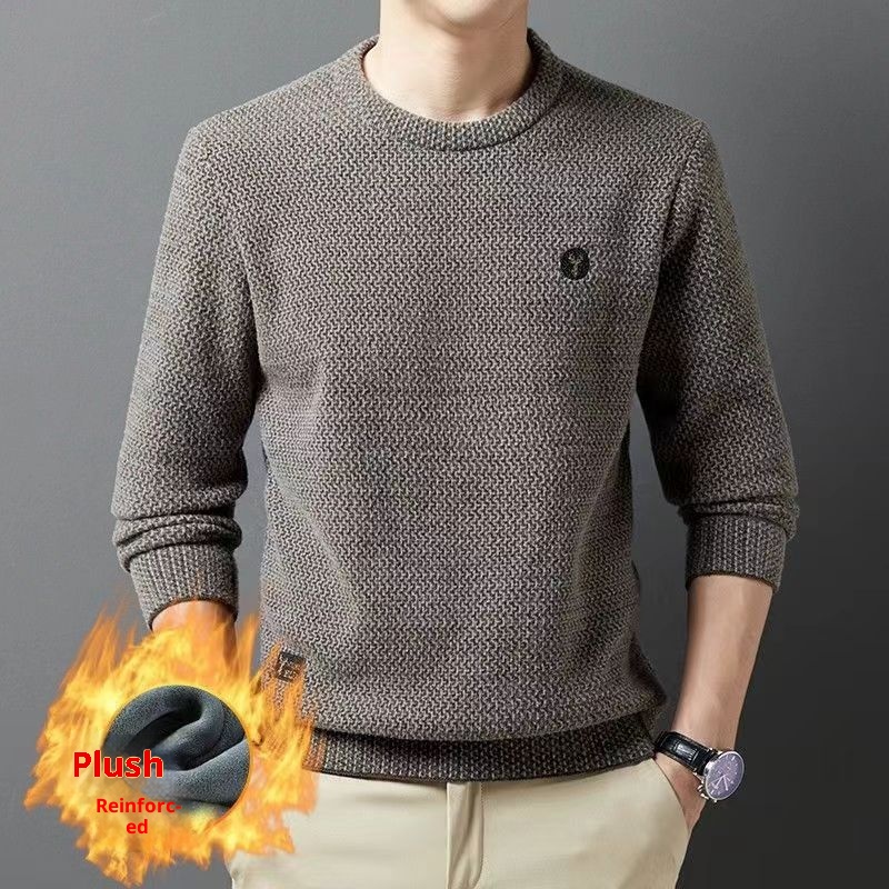 ragazzo Ragazzo Ragazzo Live Maglione lavorato a maglia invernale foderato in pile, collo rotondo, strato di base ispessito, abbigliamento da uomo Dropshipping_voghion.com