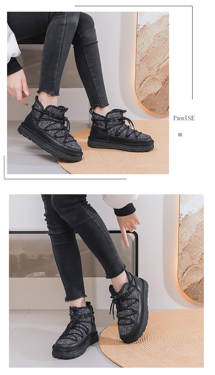 Zees Zees Harbin Outdoor Mid-Calf Snow Boots For Women Winter Warm Fleece Lined Thickened Waterproof Non-Slip Northeast Large Size_voghion.com