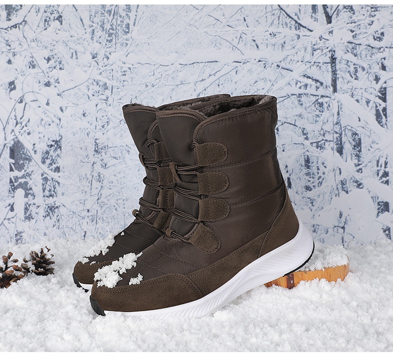 Zees 2023 Northeast Snow Botas de Esqui Femininas para Inverno, Cano Médio, Forradas com Lã e Acolchoadas, Tamanho Grande, Sola Grossa_voghion.com
