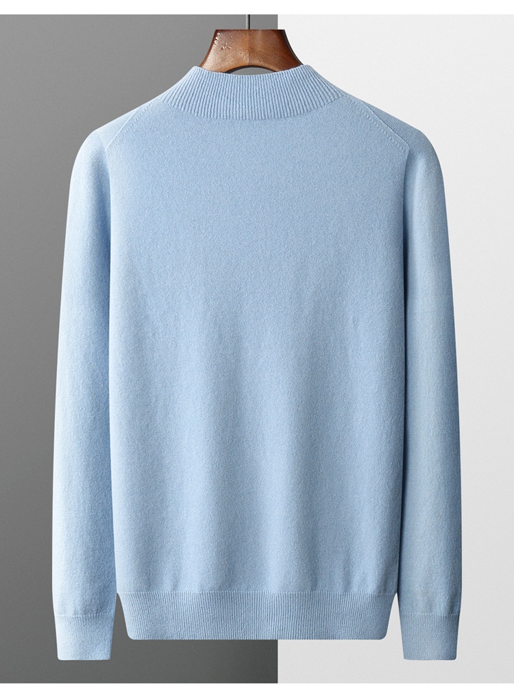 boy Boy Boy First-Line Ready-to-Wear Half Turtleneck Wool Men 2024 New Solid Color Knitted Sweater Loose Warm Pullover Base Shirt_voghion.com